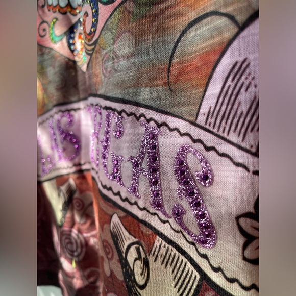 Embellished sugar skull Las Vegas shirt XL - Picture 6 of 7